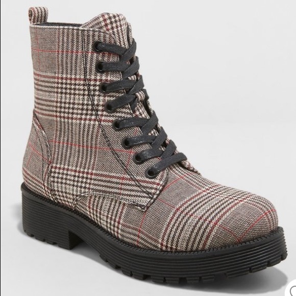 plaid combat boots